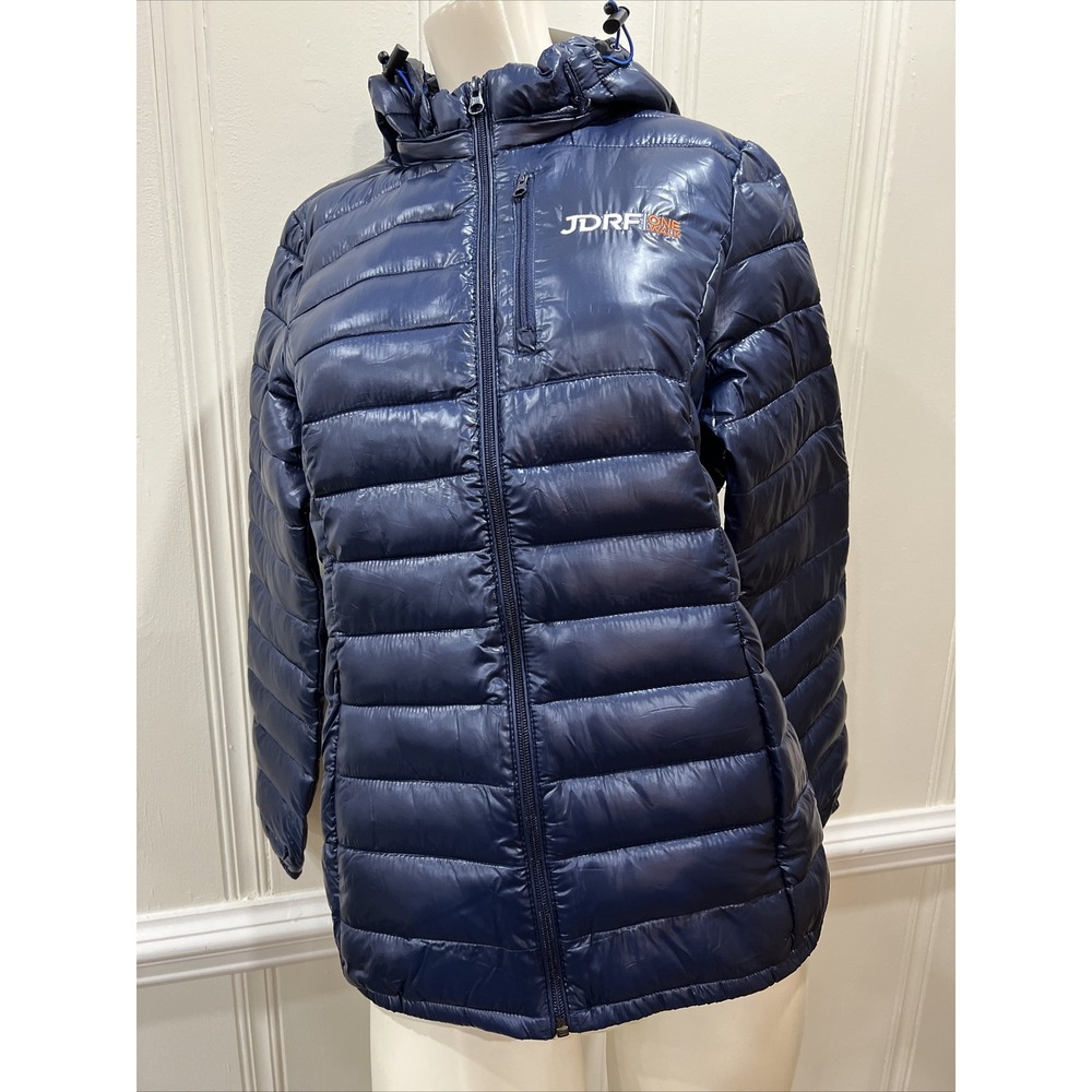 Clique JDRF Puffer Jacket Blue Quilted Full Zip Zipped Pockets Zip-off Hood M